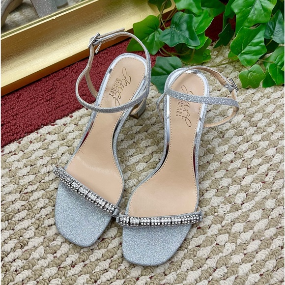 JEWEL BADGLEY MISCHKA Charlee Embellished Evening Sandals in Silver Size 6 - Picture 9 of 10